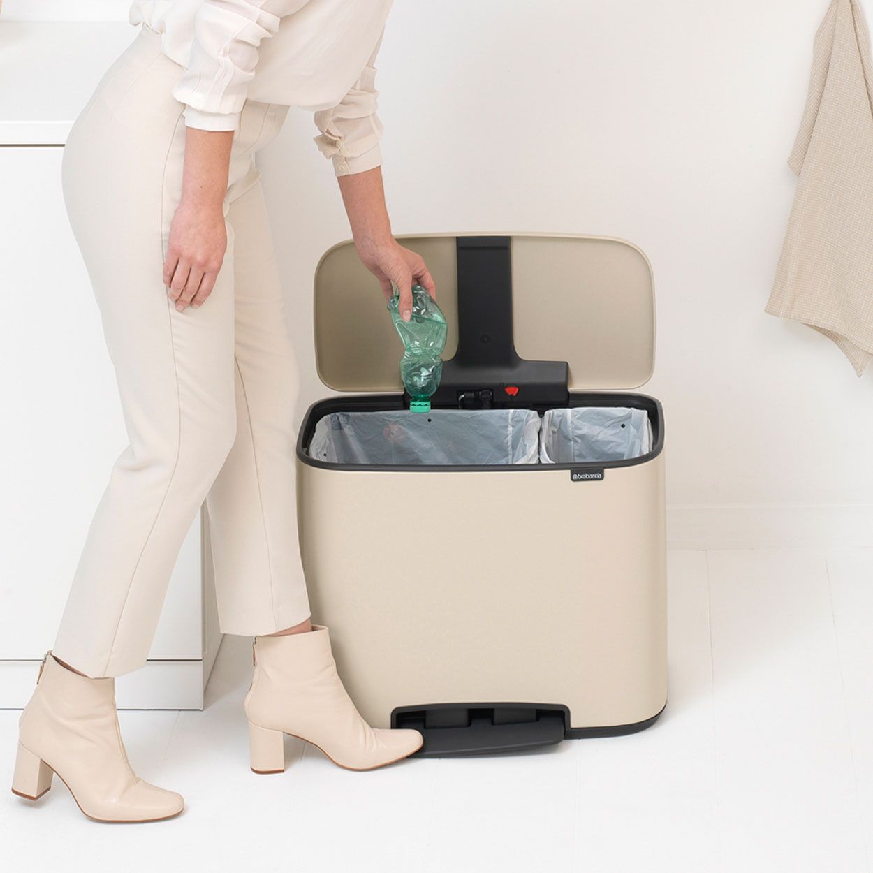 Brabantia Bo Pedal Bin, 11 + 23L - Soft Beige