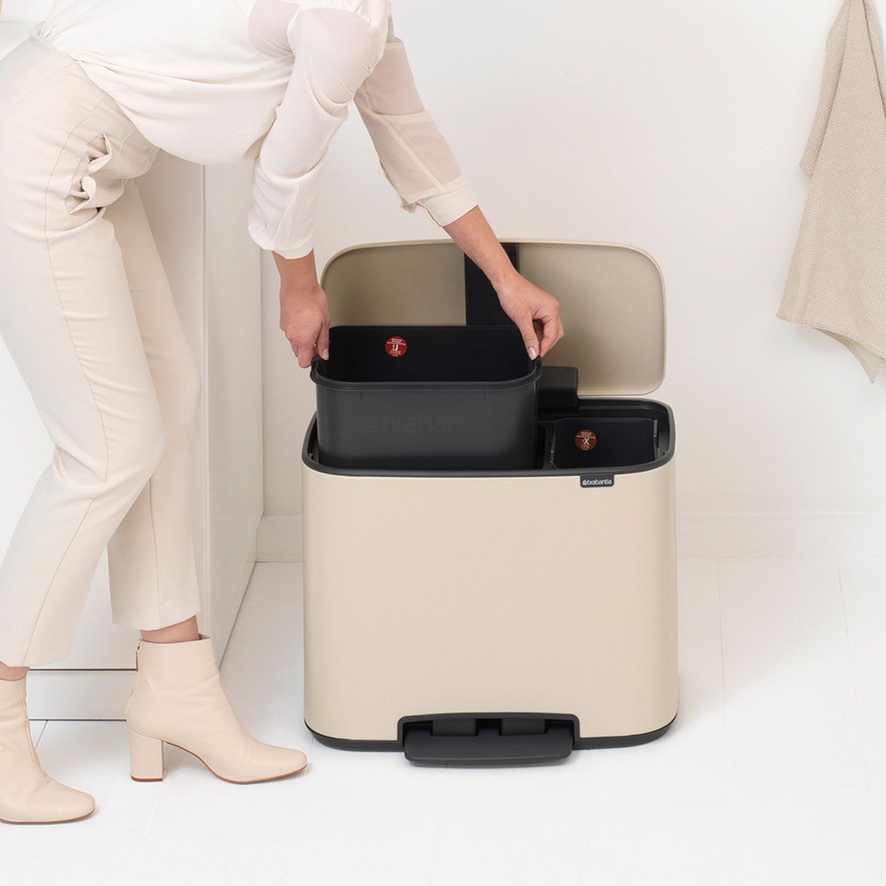 Brabantia Bo Pedal Bin, 11 + 23L - Soft Beige