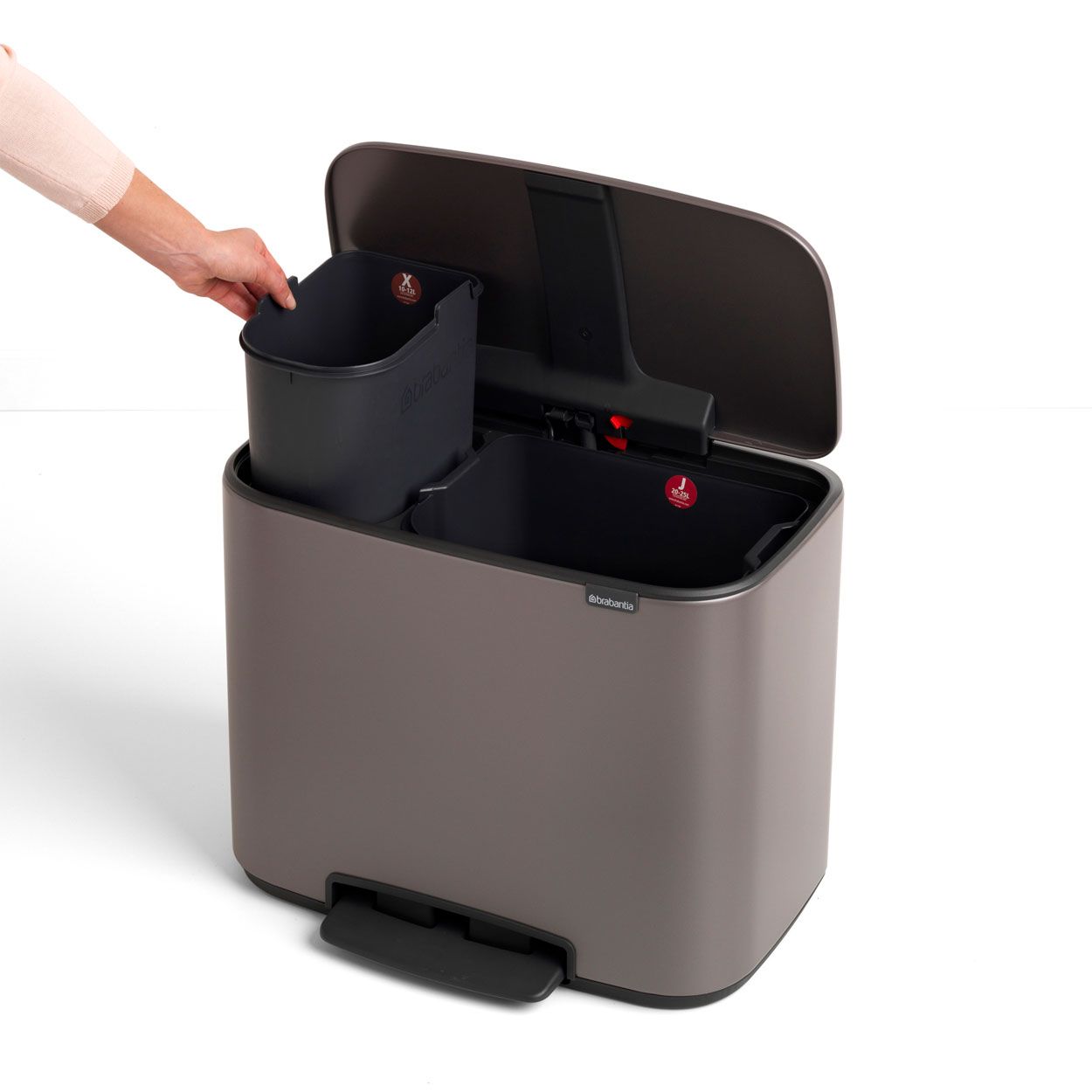 Brabantia Bo Pedal Bin, 11 + 23L - Platinum