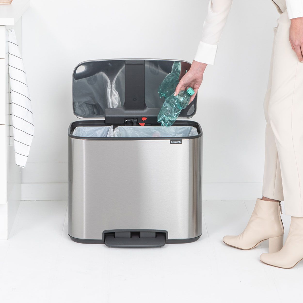 Brabantia Bo Pedal Bin, 11 + 23L - Matt Steel Fpp