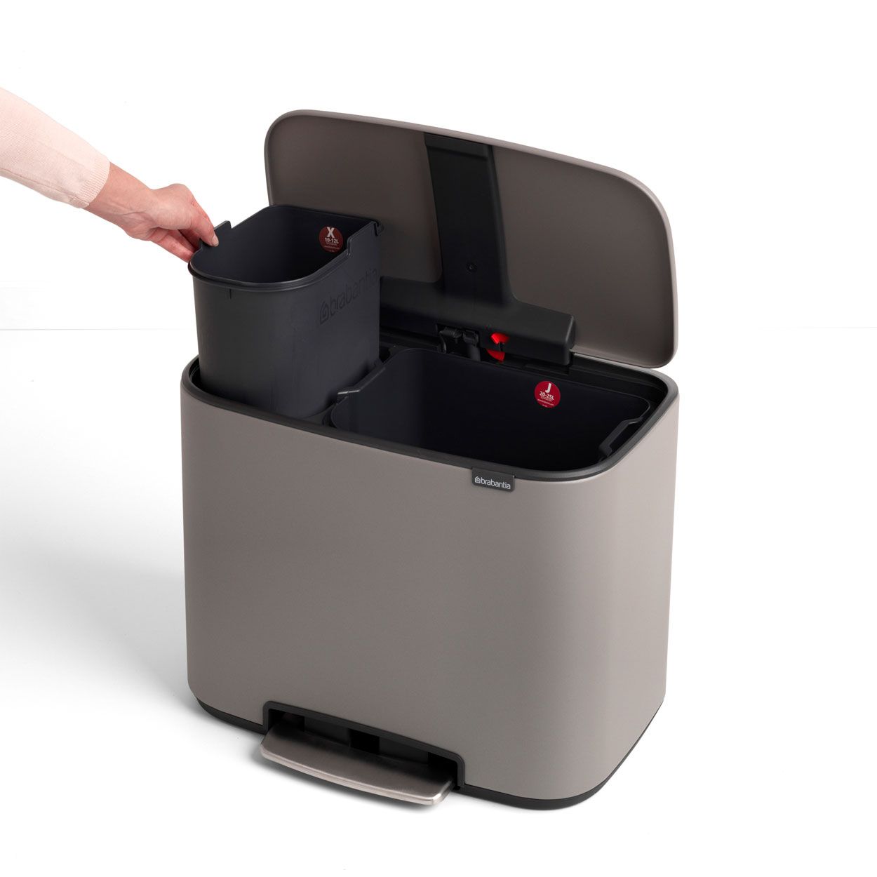 Brabantia Bo Pedal Bin, 11 + 23L - Concrete Grey