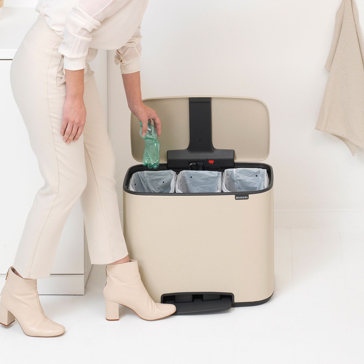 Brabantia Bo Pedal Bin, 3 X 11L - Soft Beige