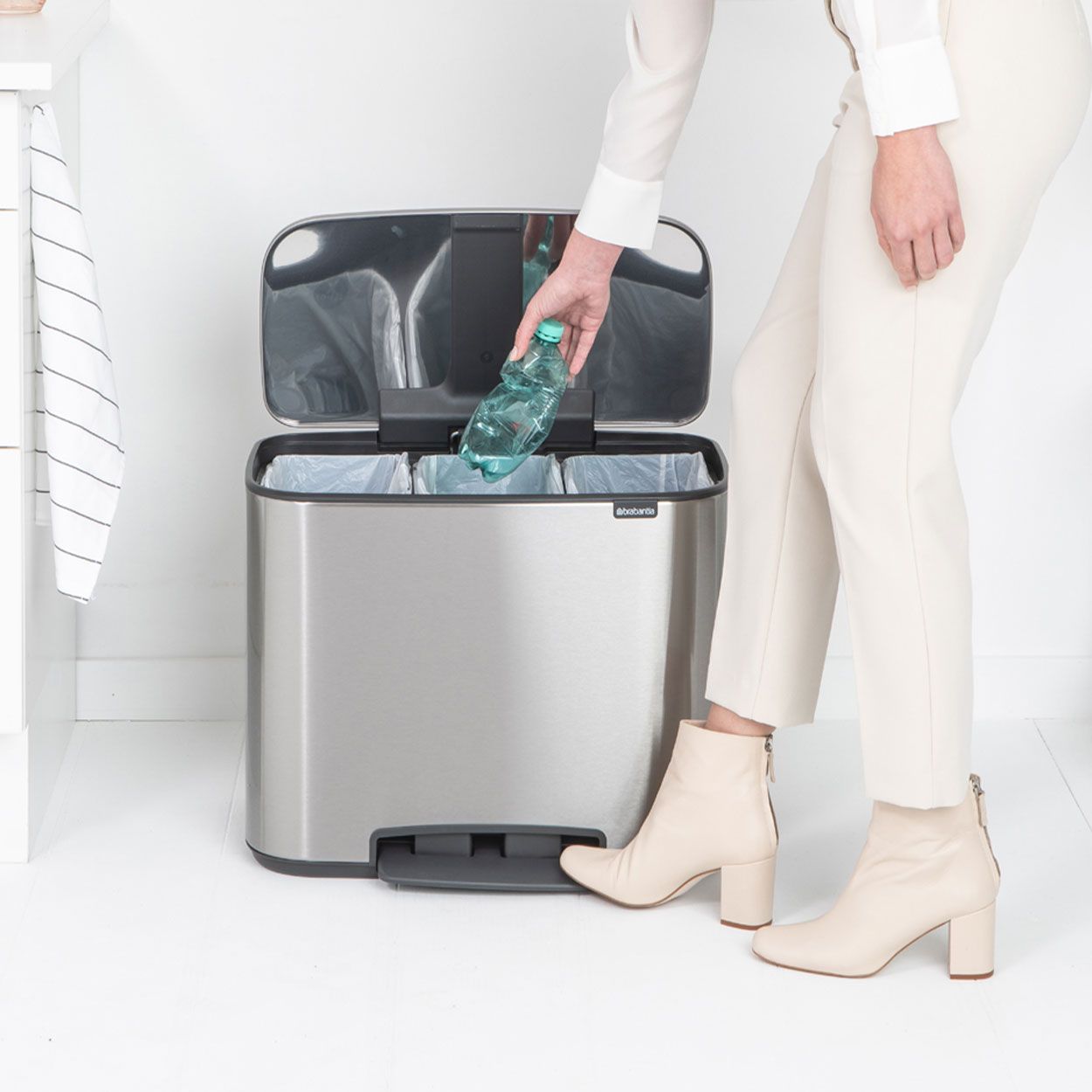 Brabantia Bo Pedal Bin, 3 X 11L - Matt Steel Fpp