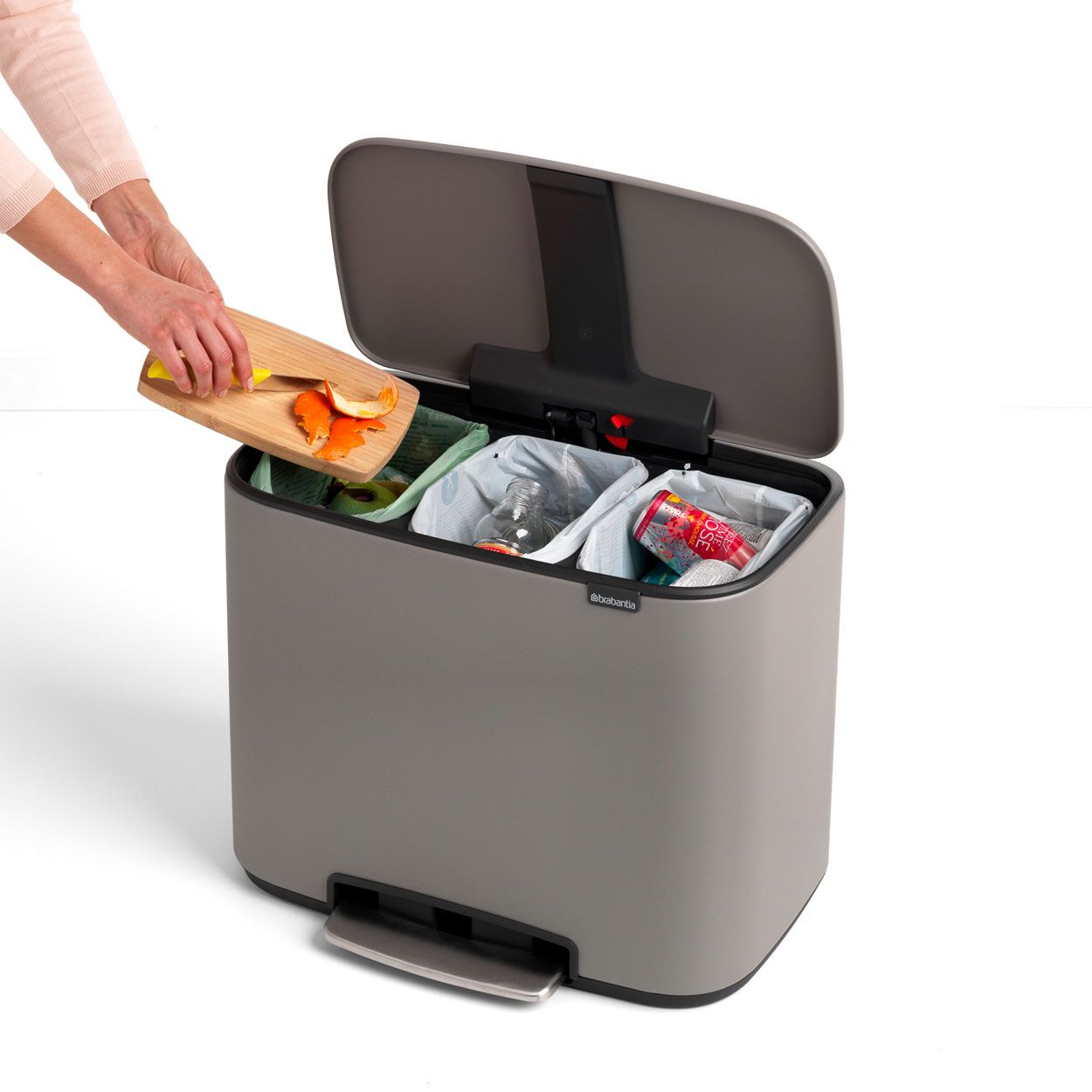 Brabantia Bo Pedal Bin, 3 X 11L - Concrete Grey
