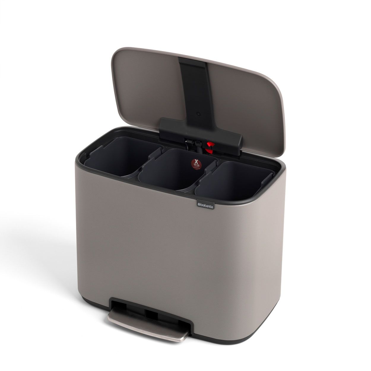 Brabantia Bo Pedal Bin, 3 X 11L - Concrete Grey