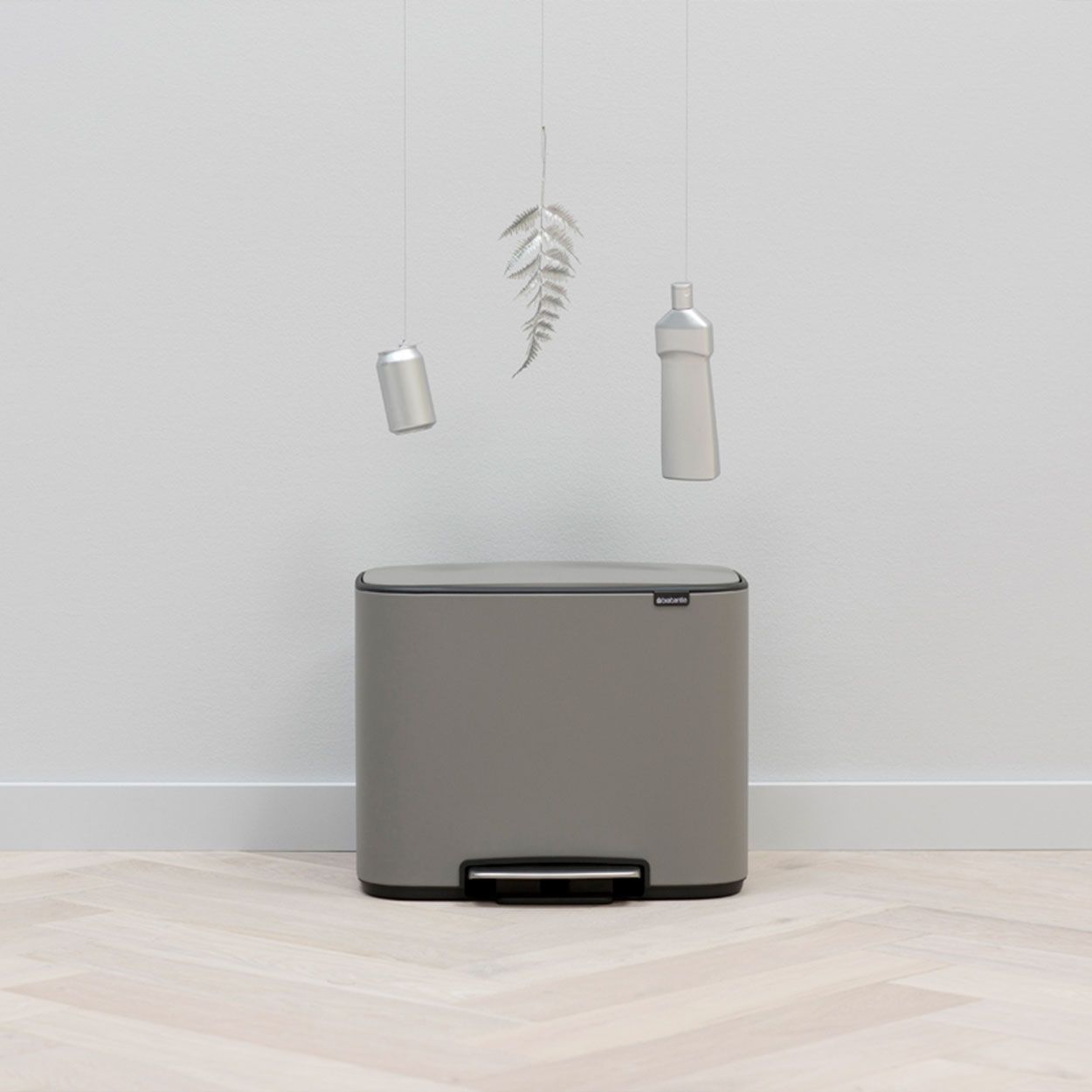 Brabantia Bo Pedal Bin, 3 X 11L - Concrete Grey