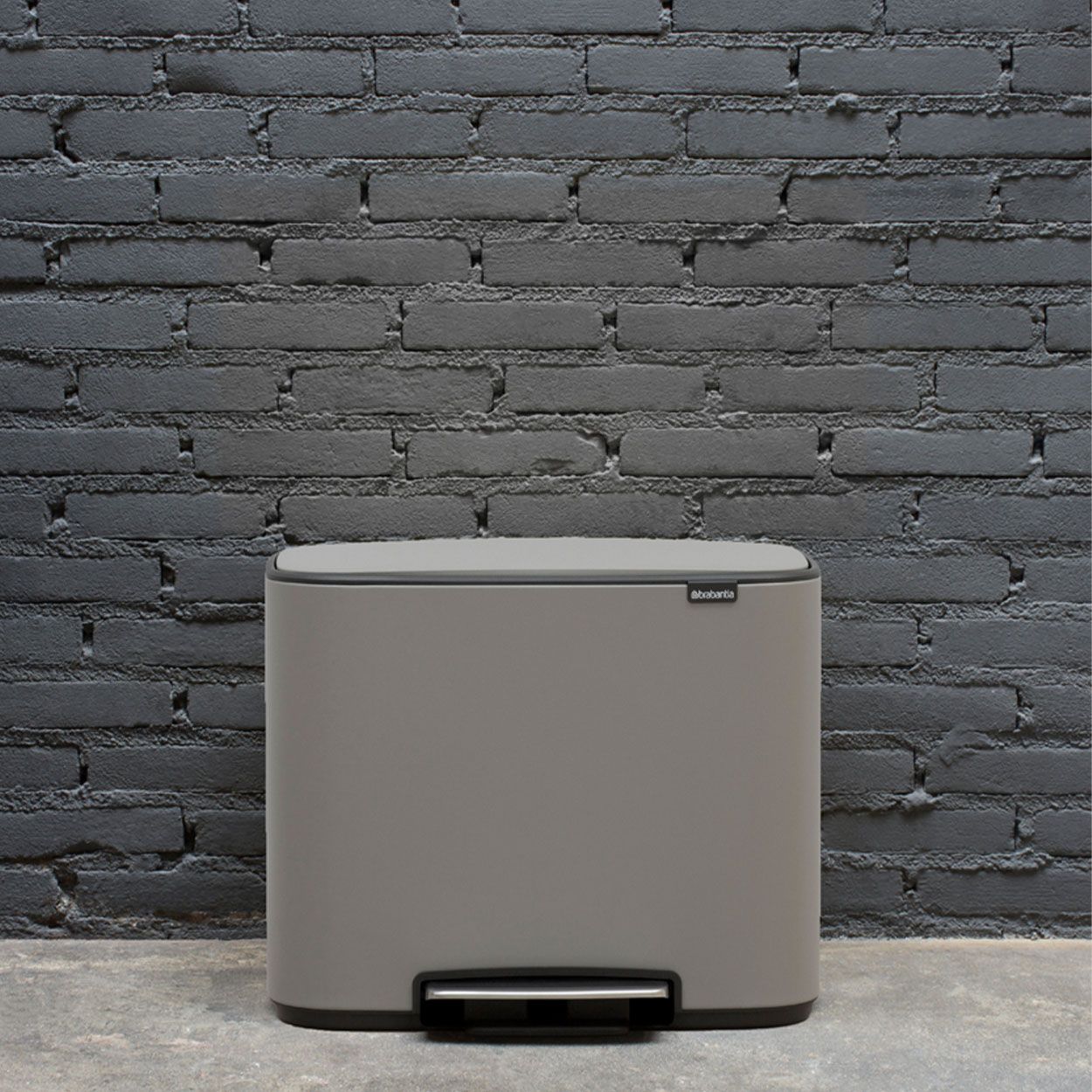 Brabantia Bo Pedal Bin, 3 X 11L - Concrete Grey