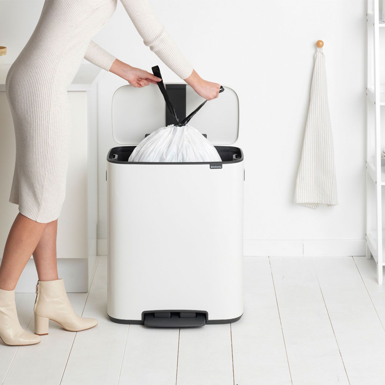 Brabantia Bo Pedal Bin, 60L - White