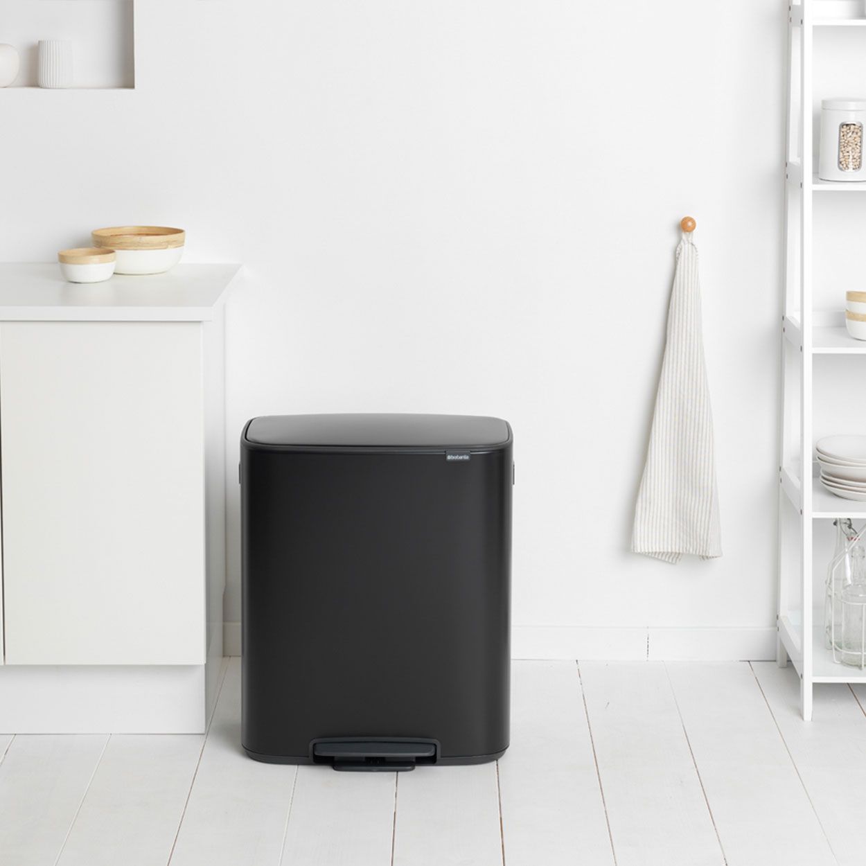Brabantia Bo Pedal Bin, 60L - Matt Black