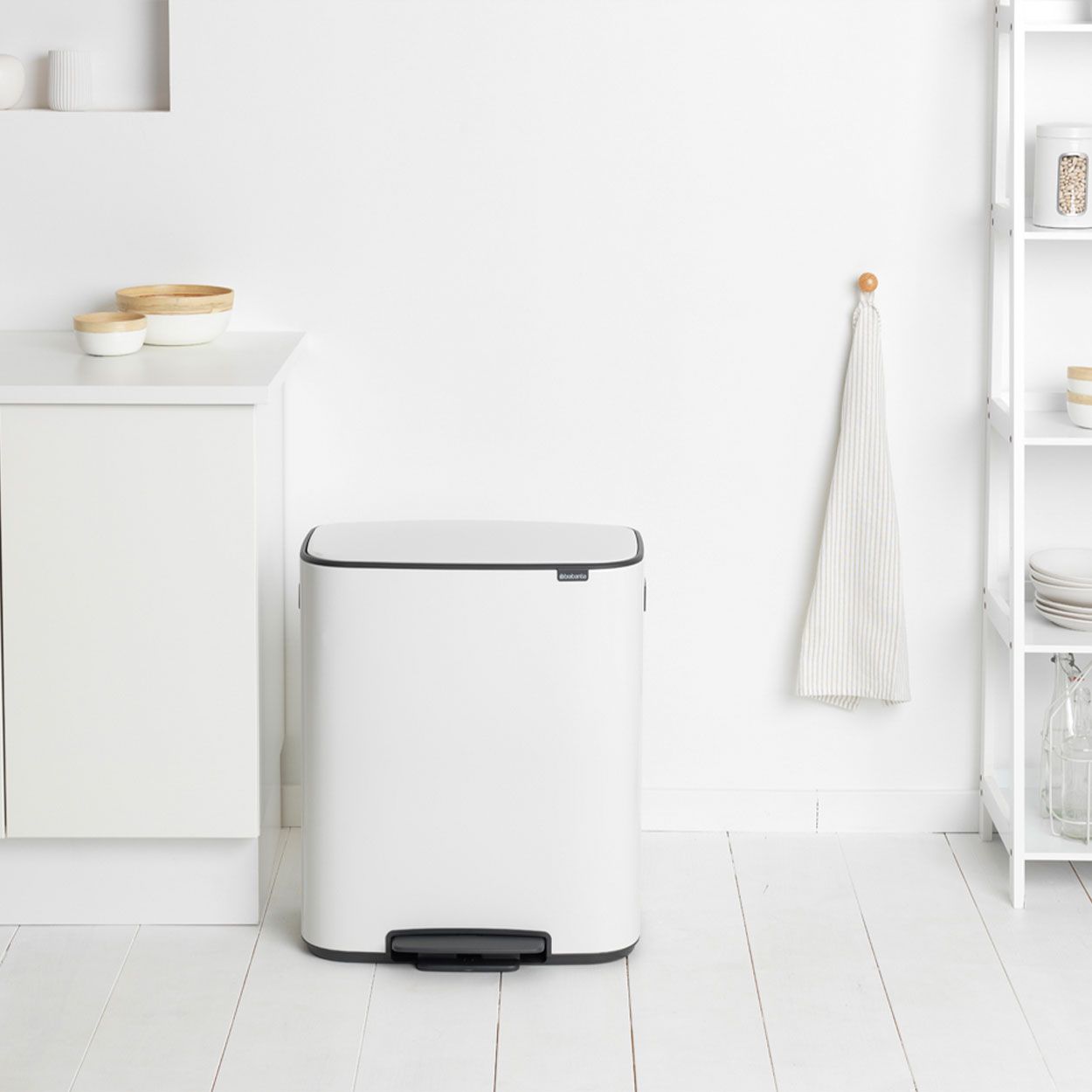 Brabantia Bo Pedal Bin, 2 X 30L - White