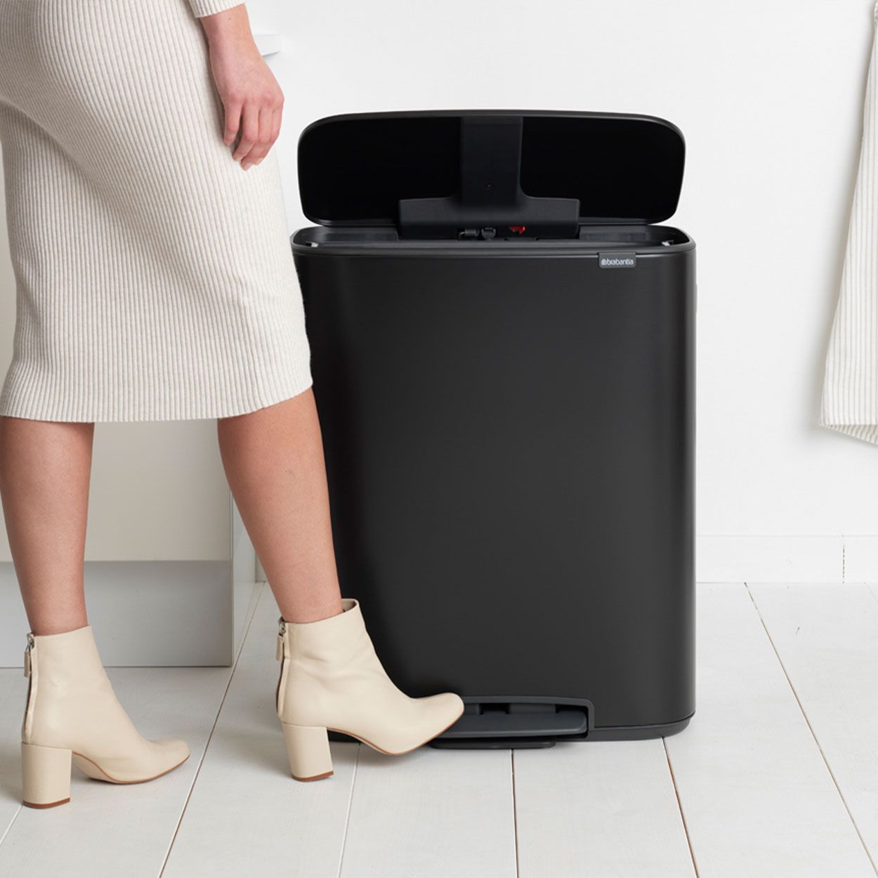 Brabantia Bo Pedal Bin, 2 X 30L - Matt Black