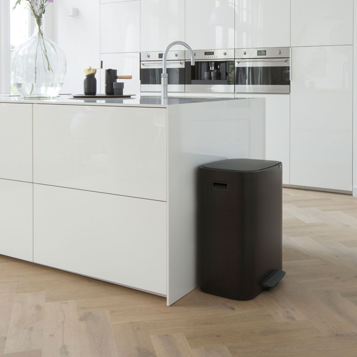 Brabantia Bo Pedal Bin, 2 X 30L - Matt Black