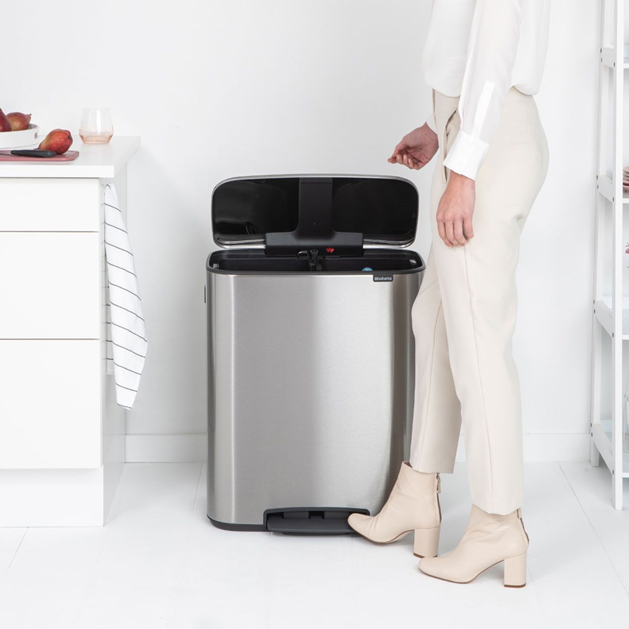 Brabantia Bo Pedal Bin, 2 X 30L - Matt Steel Fpp