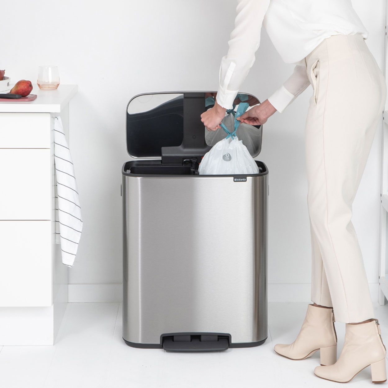 Brabantia Bo Pedal Bin, 2 X 30L - Matt Steel Fpp