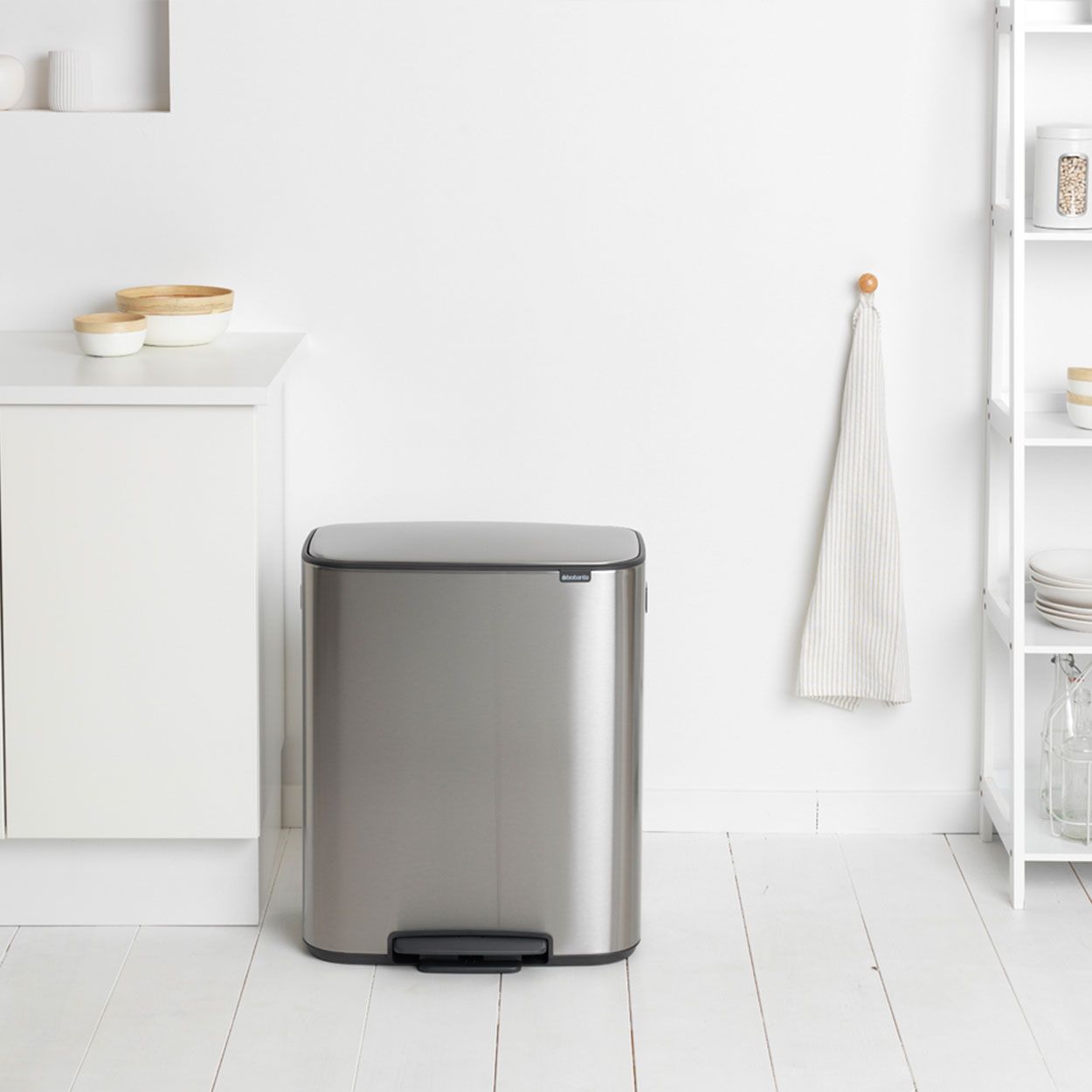 Brabantia Bo Pedal Bin, 2 X 30L - Matt Steel Fpp