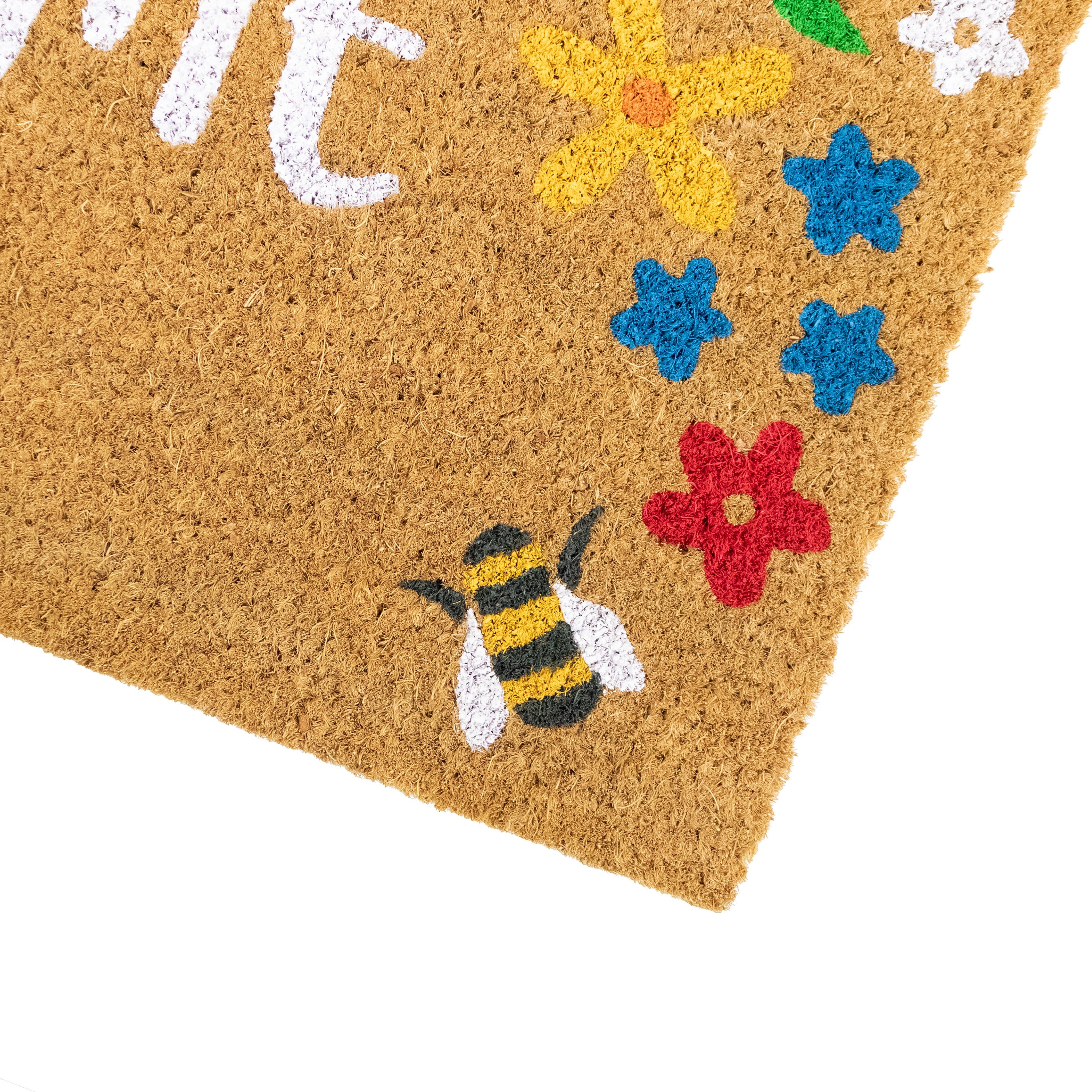 JVL Latex Coir Doormat - Home Floral Design - 40x60cm
