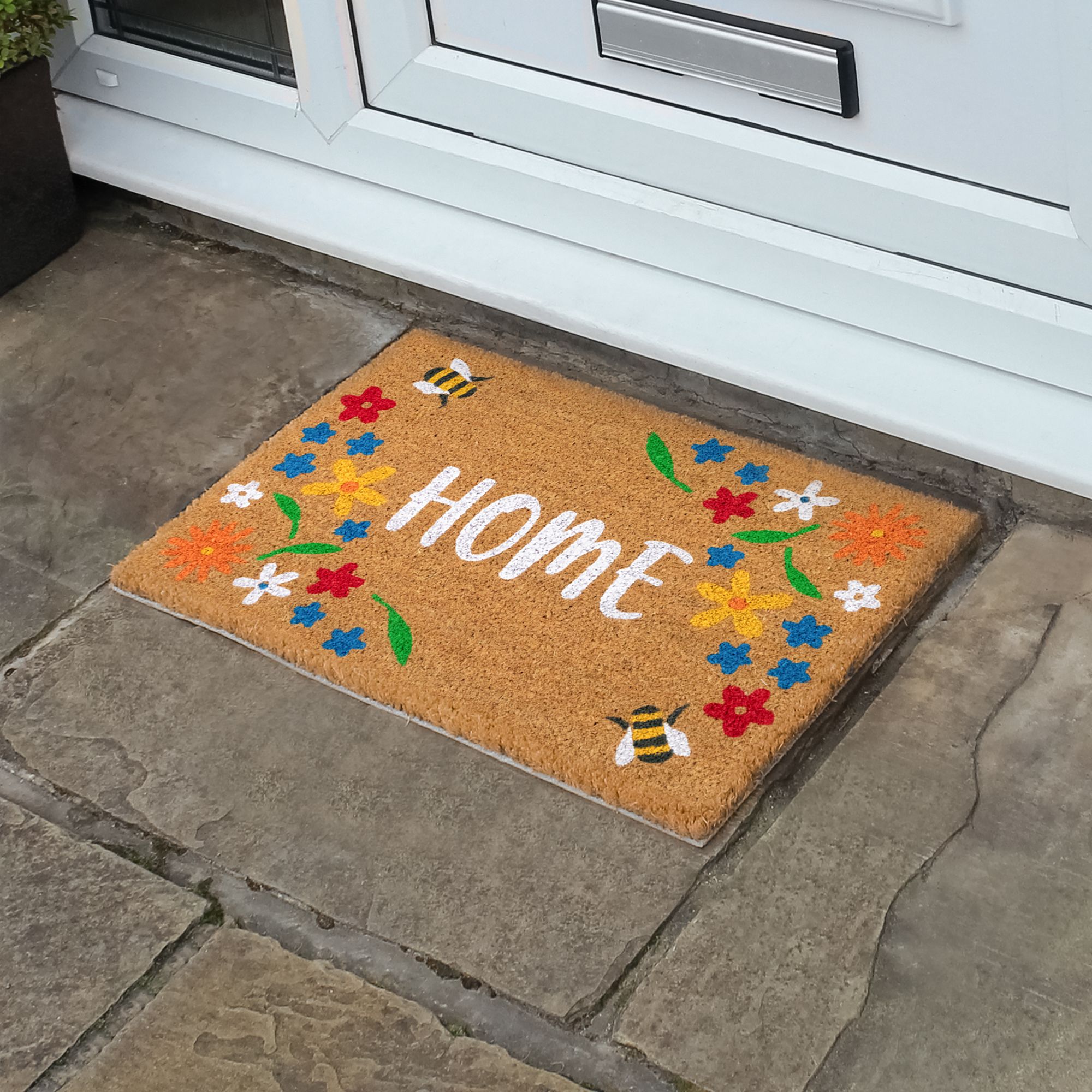 JVL Latex Coir Doormat - Home Floral Design - 40x60cm