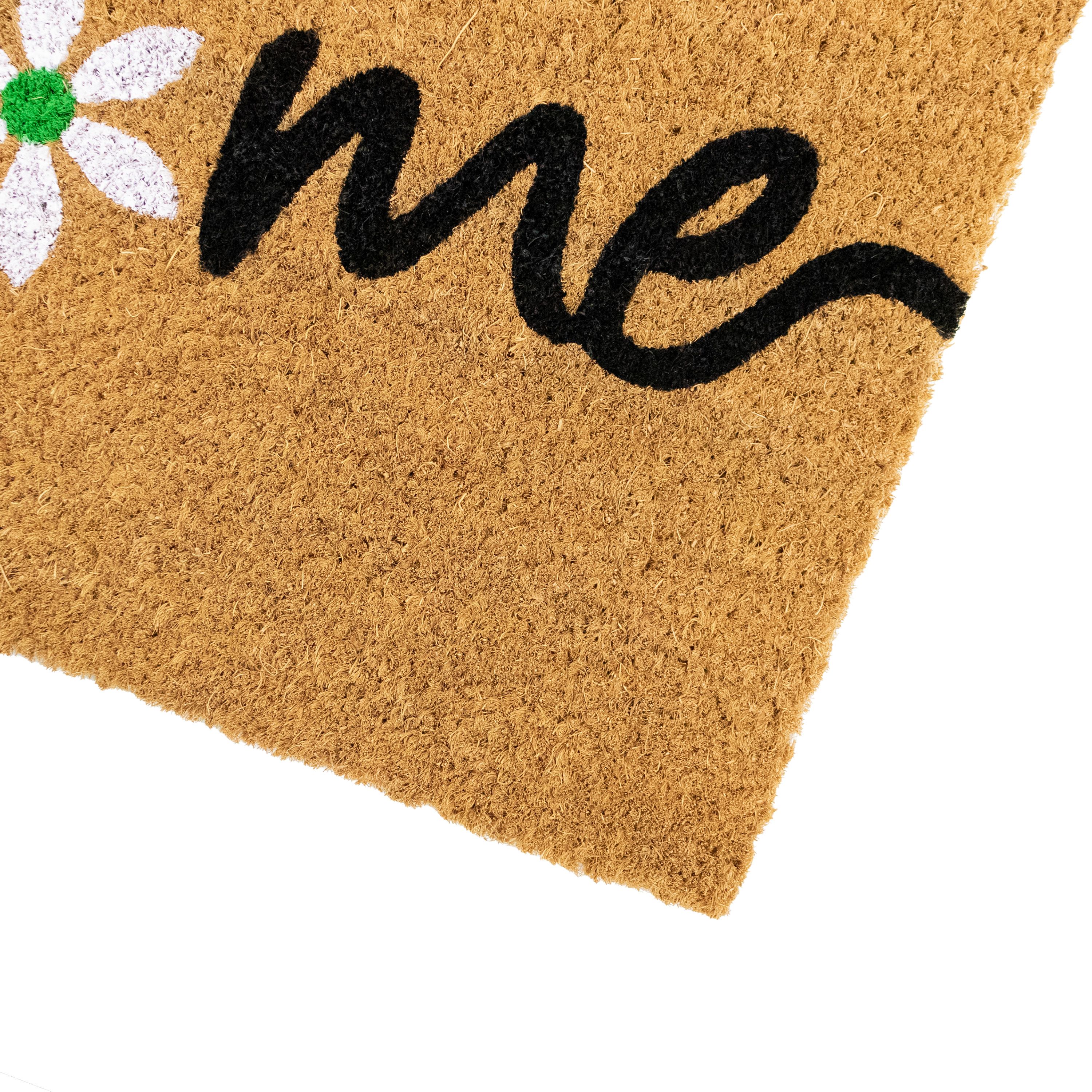 JVL Latex Coir Doormat - Welcome Daisy Design - 40x60cm