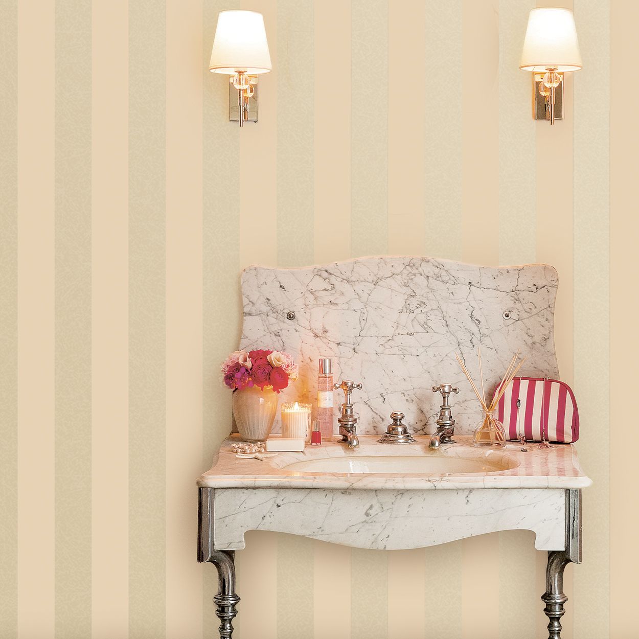Laura Ashley Lille Pearlescent Stripe Linen Wallpaper