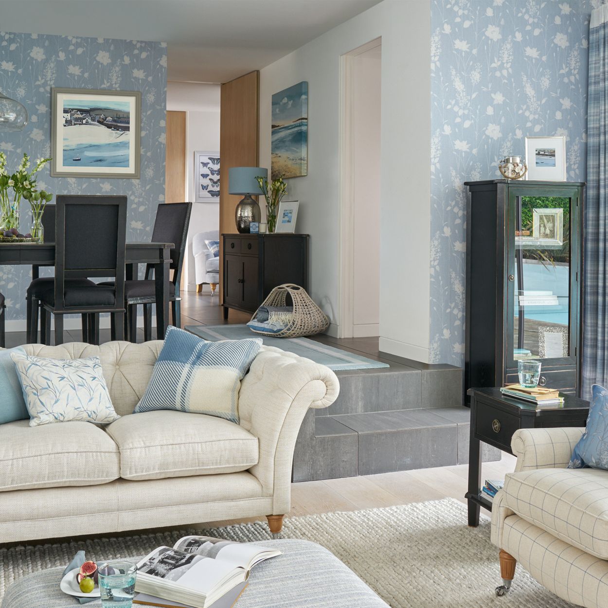 Laura Ashley Dragonfly Garden Chalk Blue Wallpaper