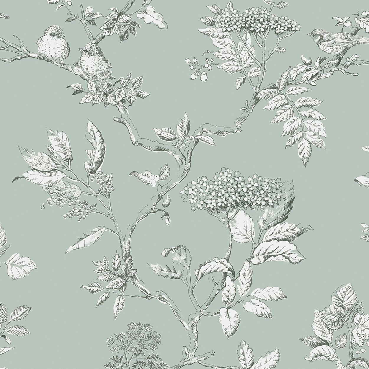 Laura Ashley Elderwood Duck Egg Wallpaper