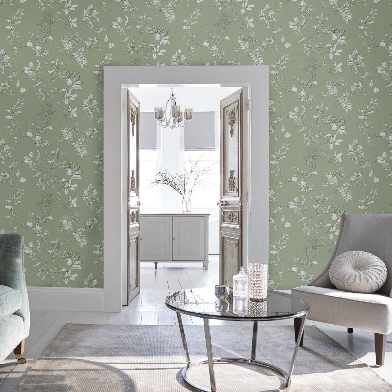 Laura Ashley Elderwood Steel Wallpaper Small Sample
