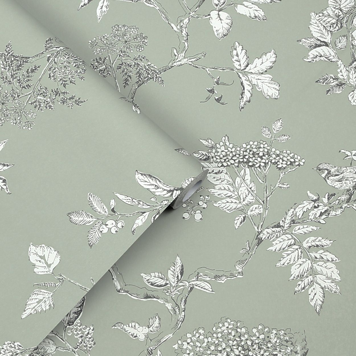 Laura Ashley Elderwood Steel Wallpaper Small Sample