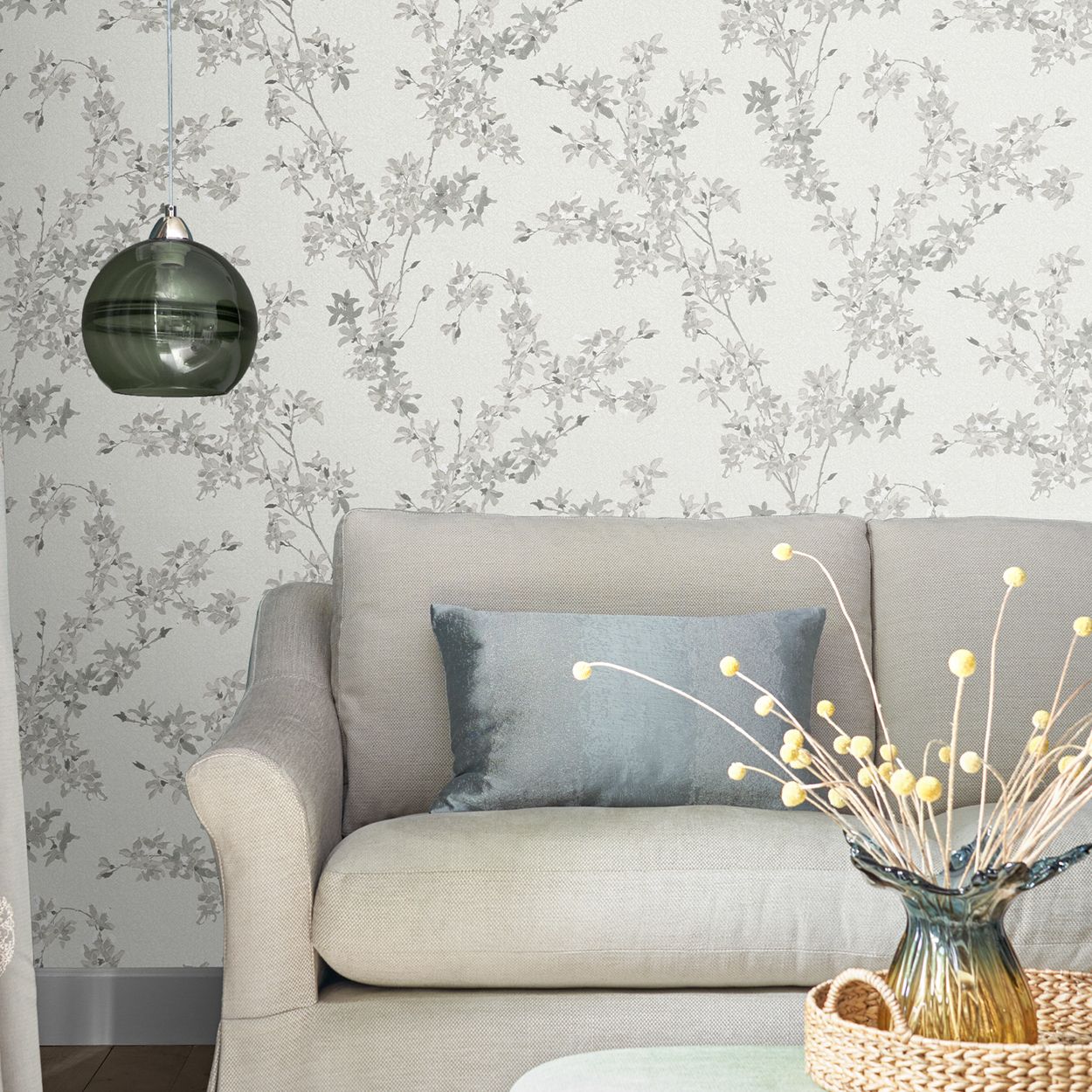 Laura Ashley Forsythia Steel Wallpaper