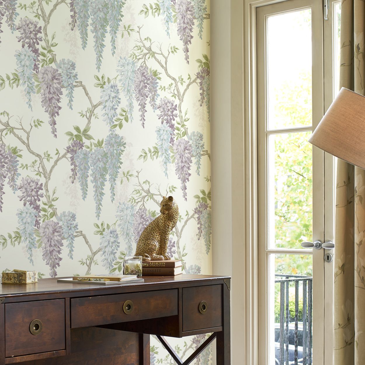 Laura Ashley Wisteria Garden Pale Iris Wallpaper