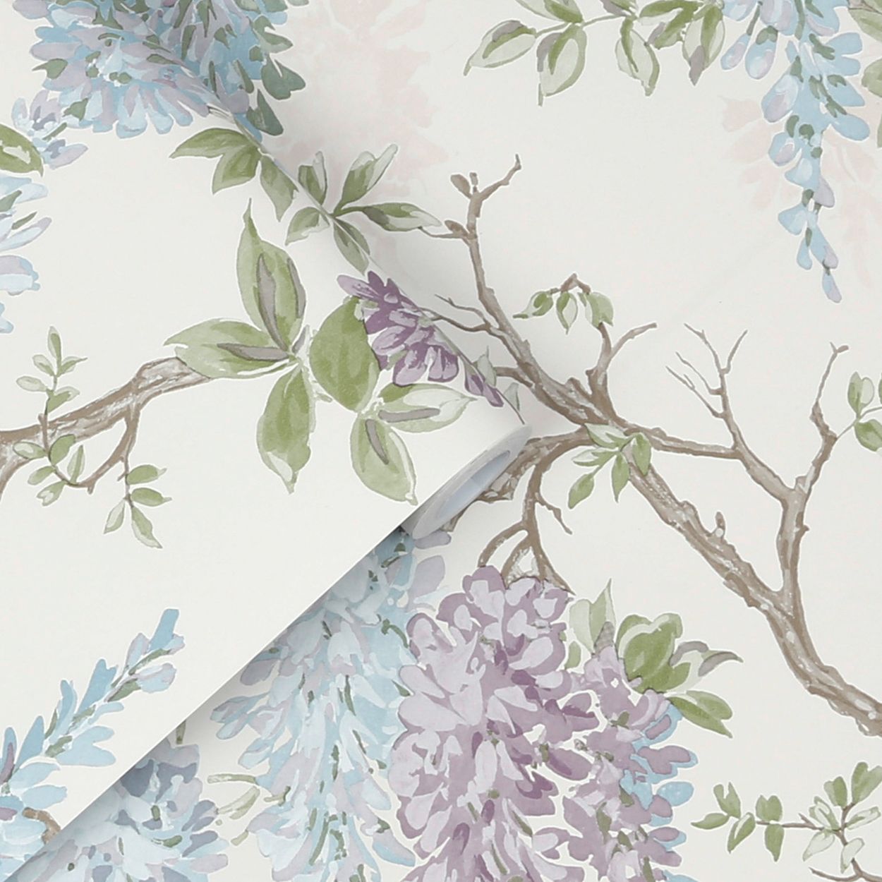 Laura Ashley Wisteria Garden Pale Iris Wallpaper