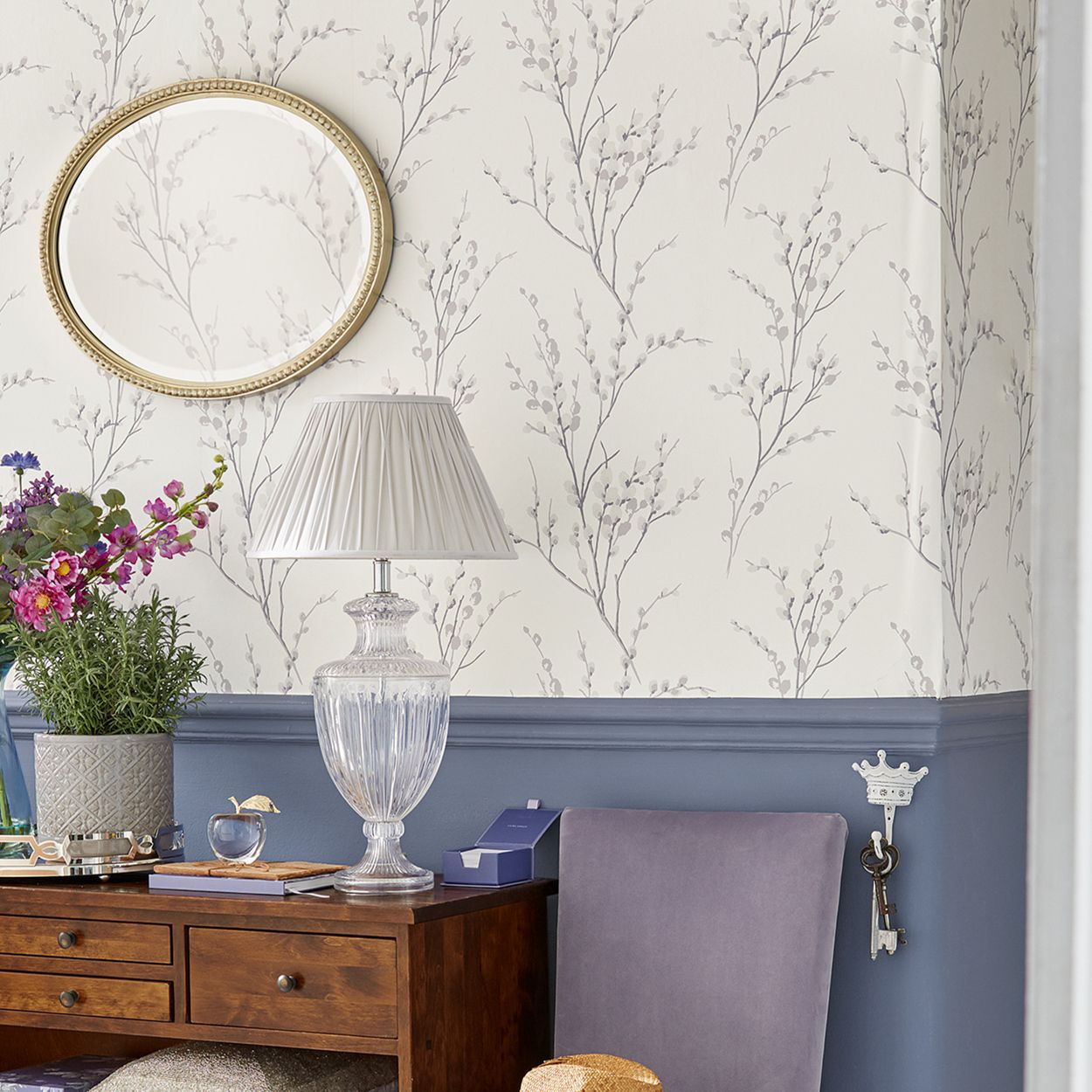 Laura Ashley Pussy Willow Steel Wallpaper