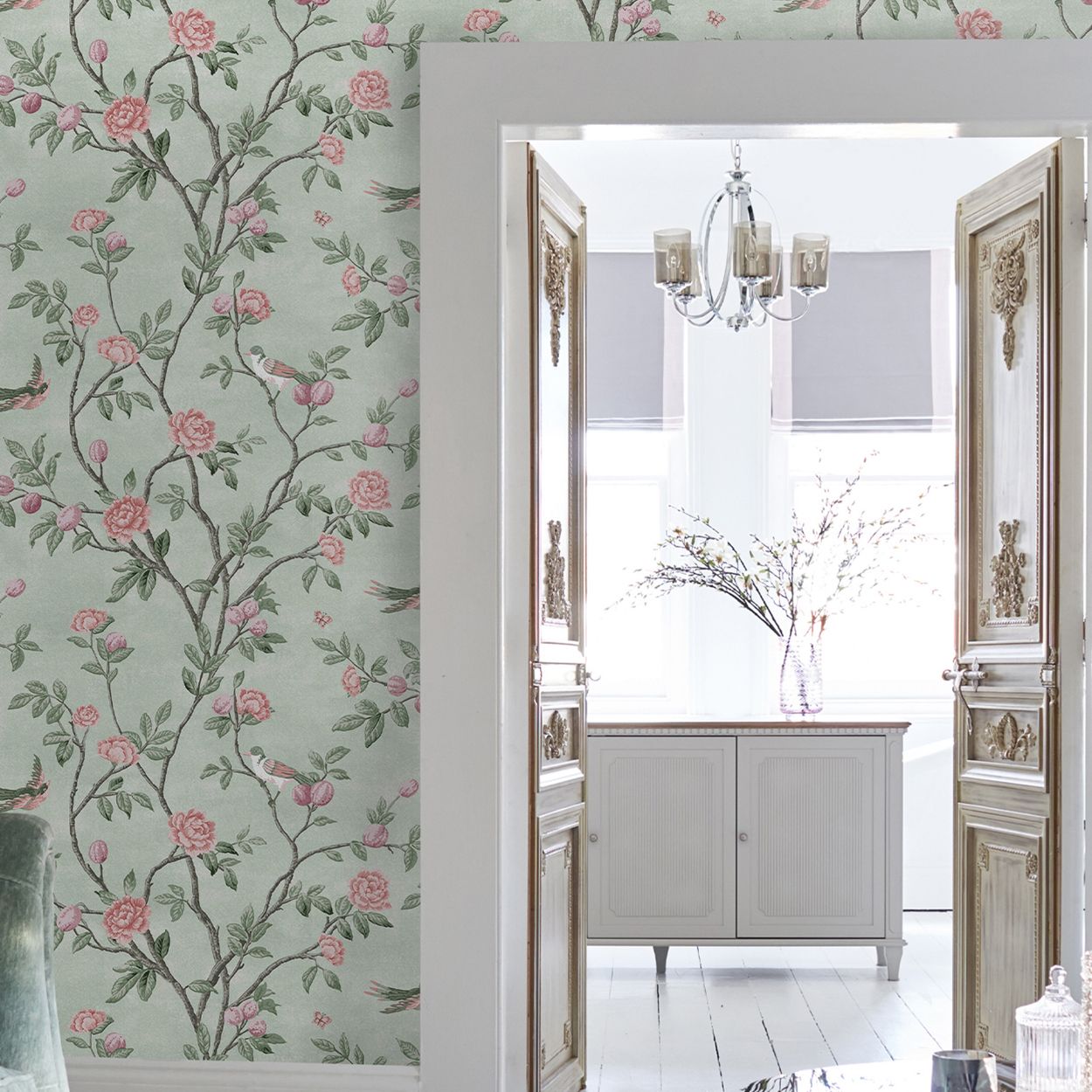 Laura Ashley Eglantine Eau de Nil Wallpaper