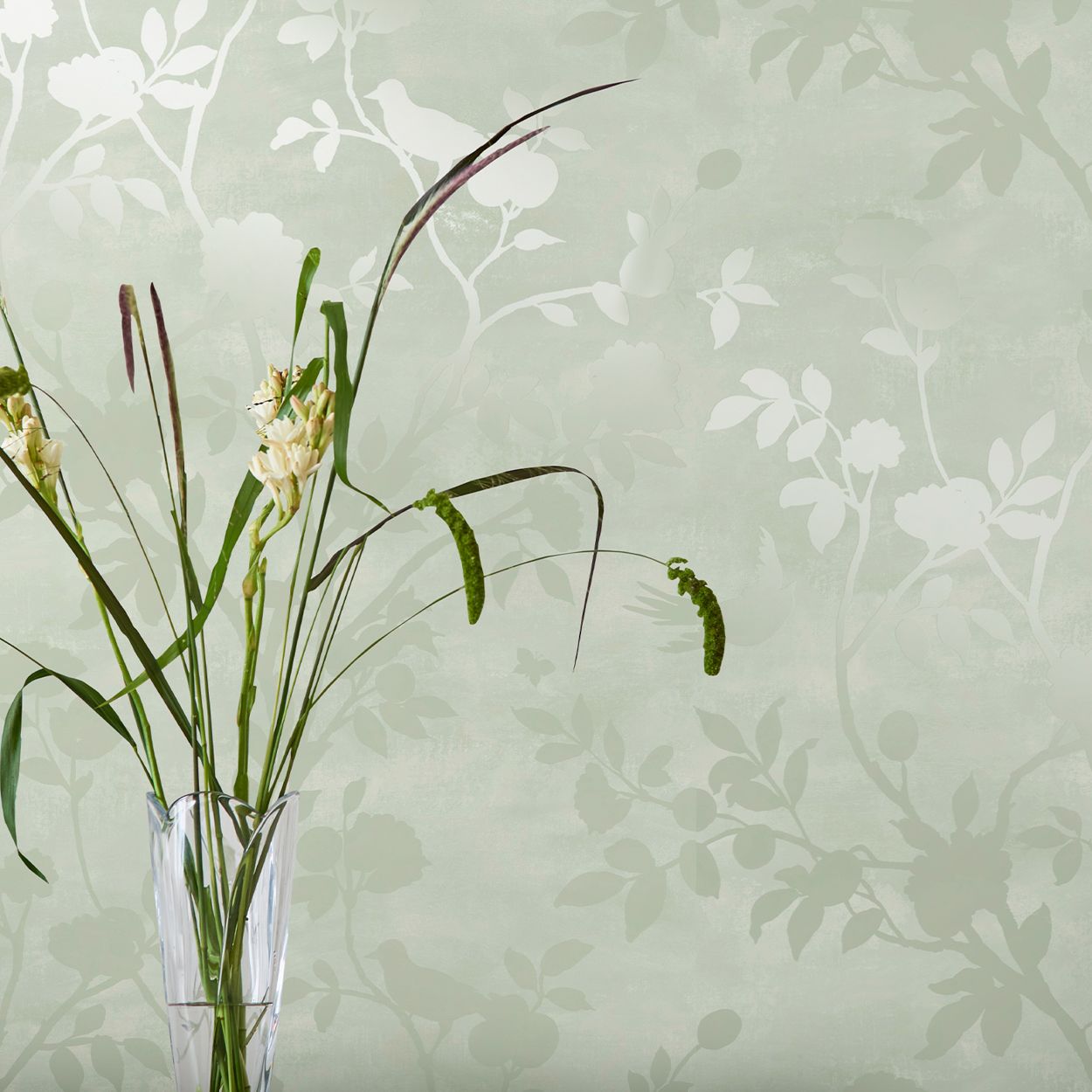 Laura Ashley Eglantine Silhouette Eau de Nil Wallpaper