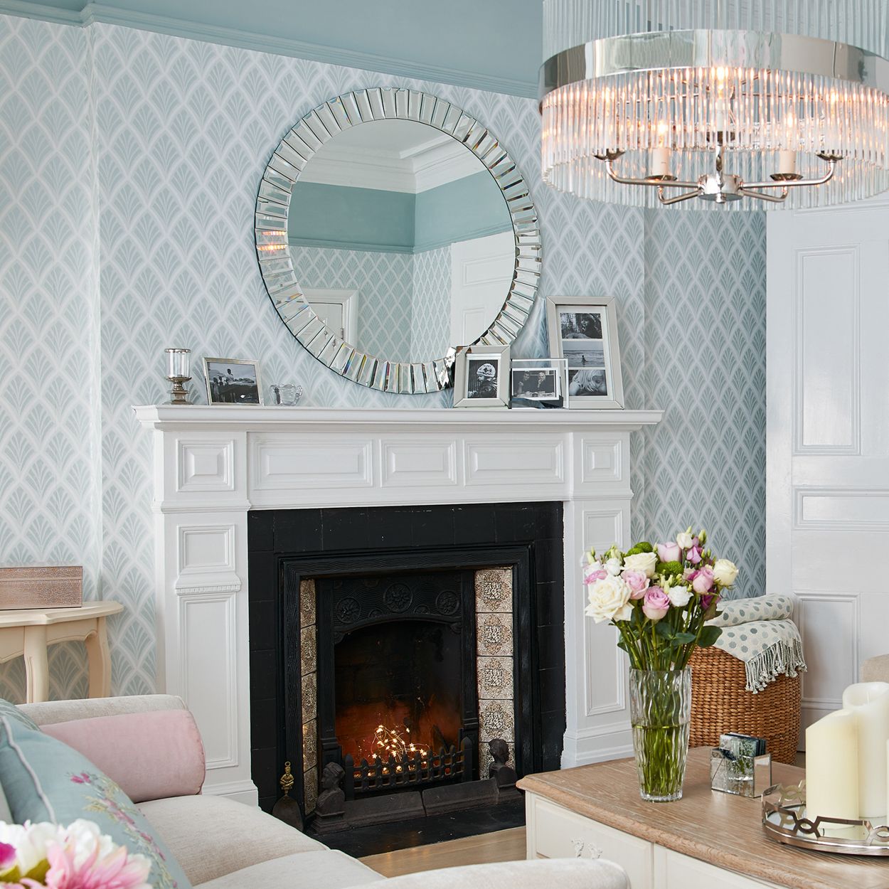 Laura Ashley Florin Duck Egg Wallpaper