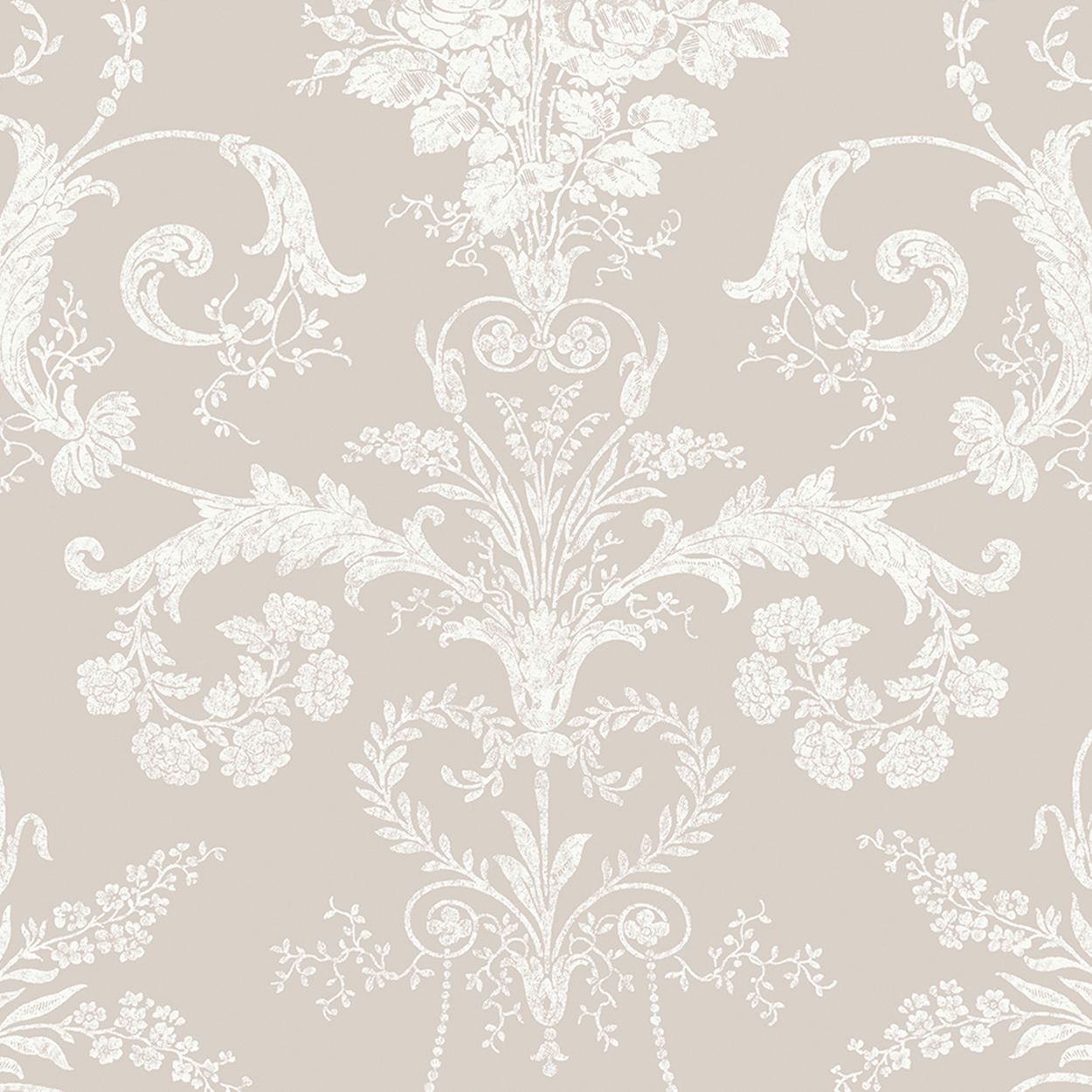 Laura Ashley Josette White & Dove Grey Wallpaper