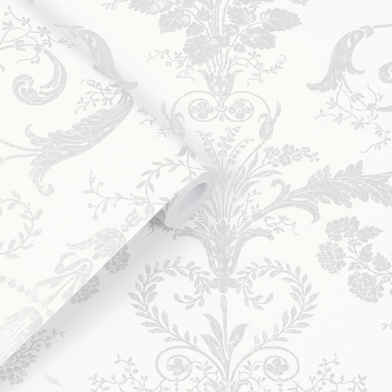 Laura Ashley Josette Metallic Silver Wallpaper