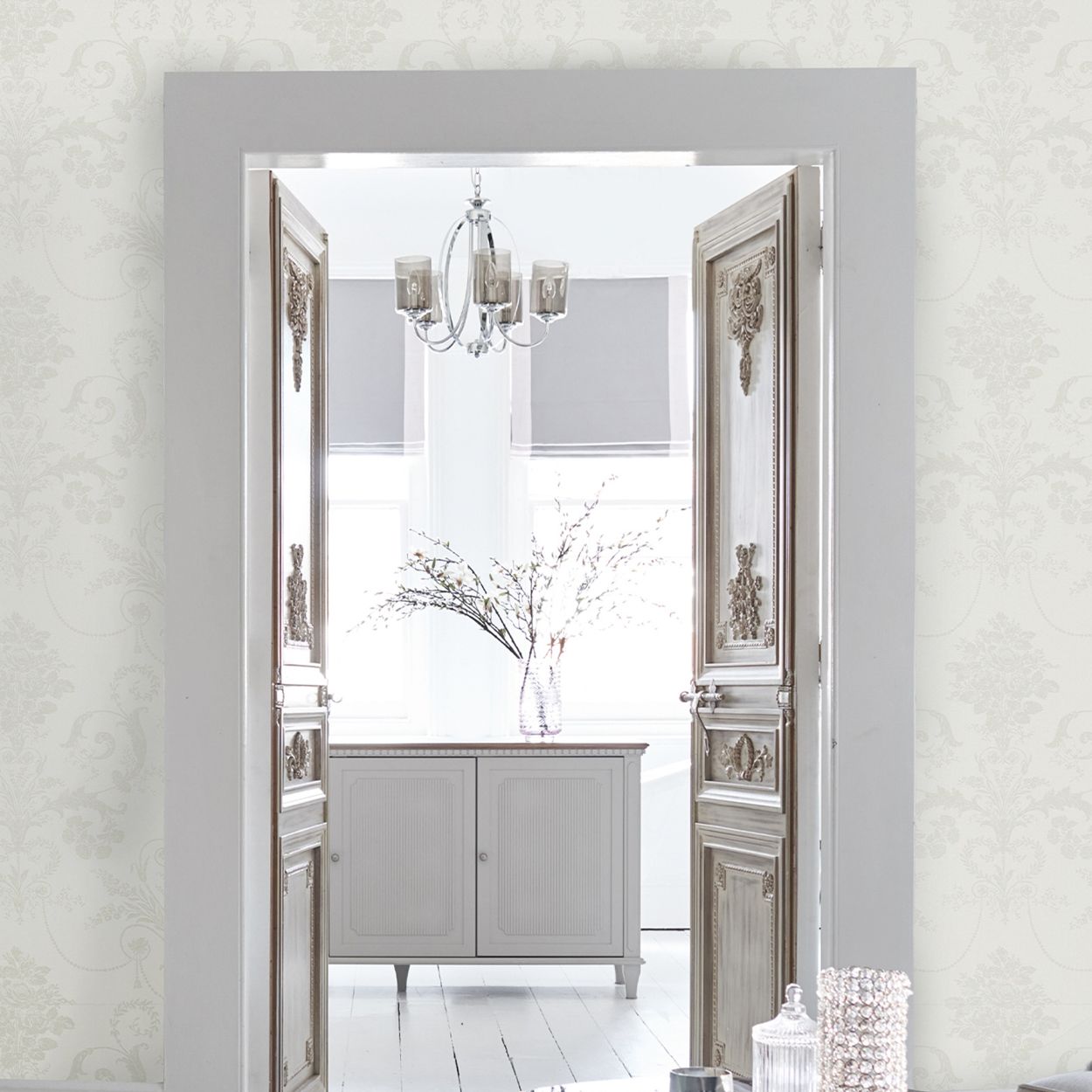 Laura Ashley Josette White Wallpaper