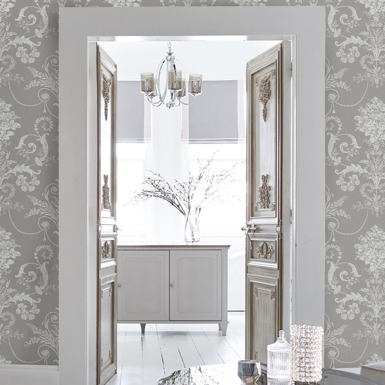 Laura Ashley Josette Steel Wallpaper