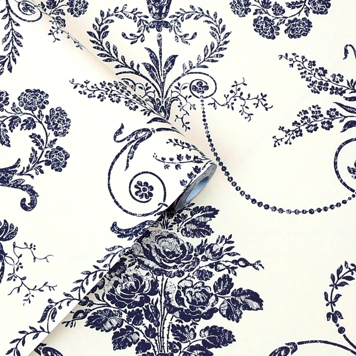 Laura Ashley Josette Off White & Midnight Wallpaper