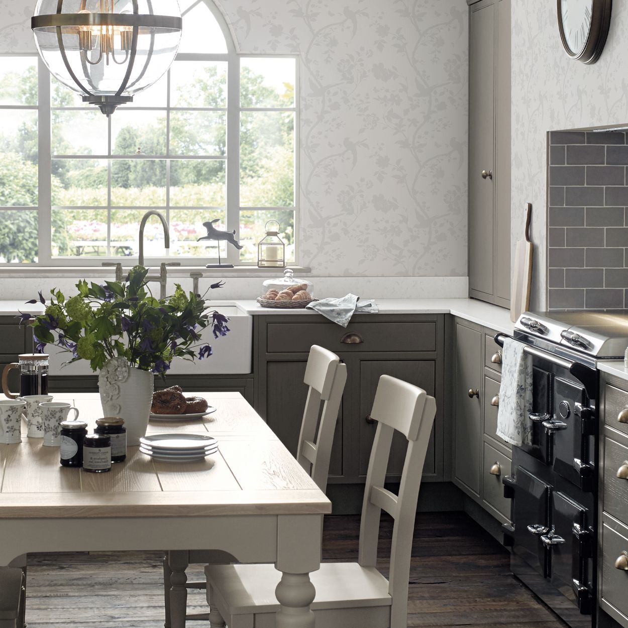 Laura Ashley Oriental Garden Pearlescent White Wallpaper