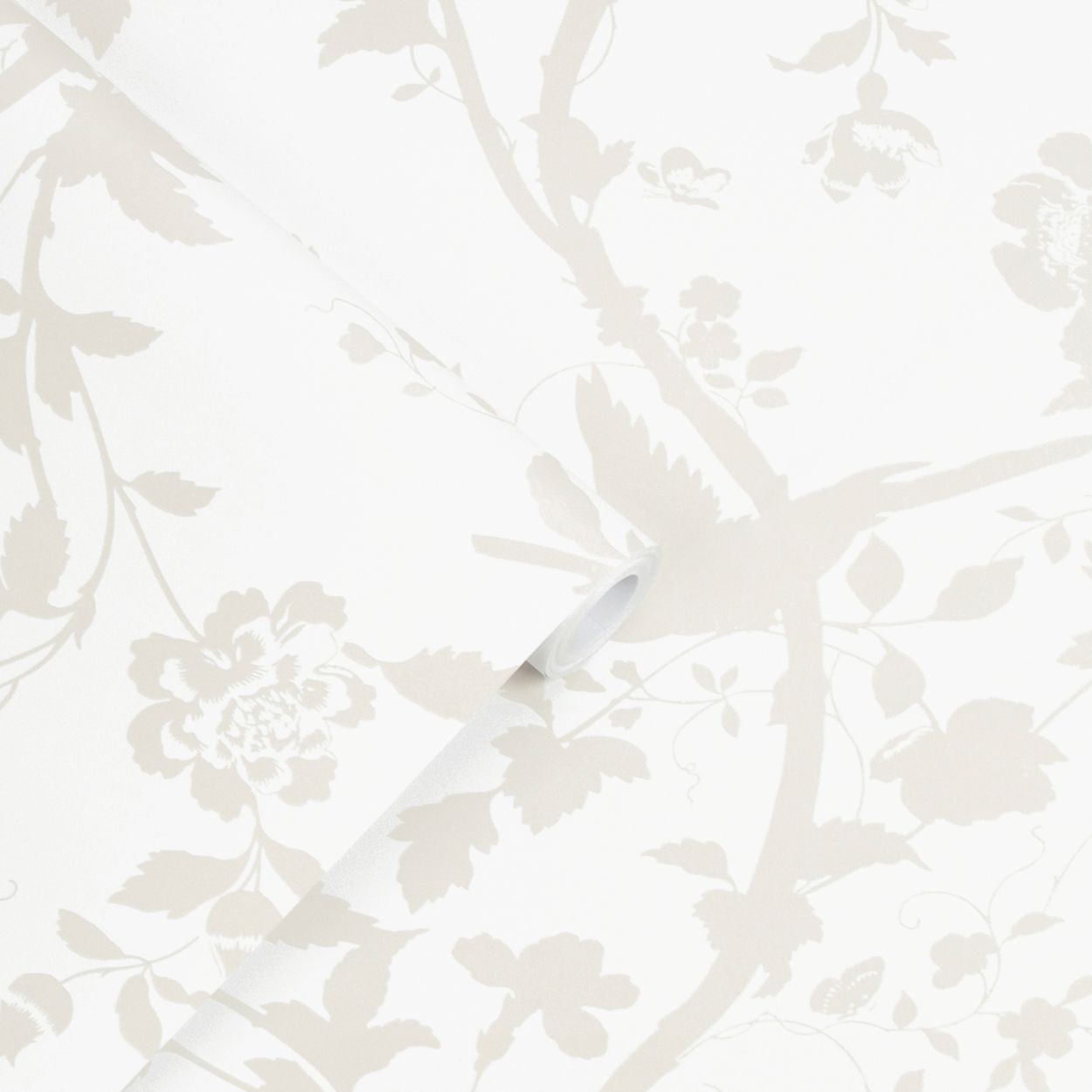 Laura Ashley Oriental Garden Pearlescent White Wallpaper
