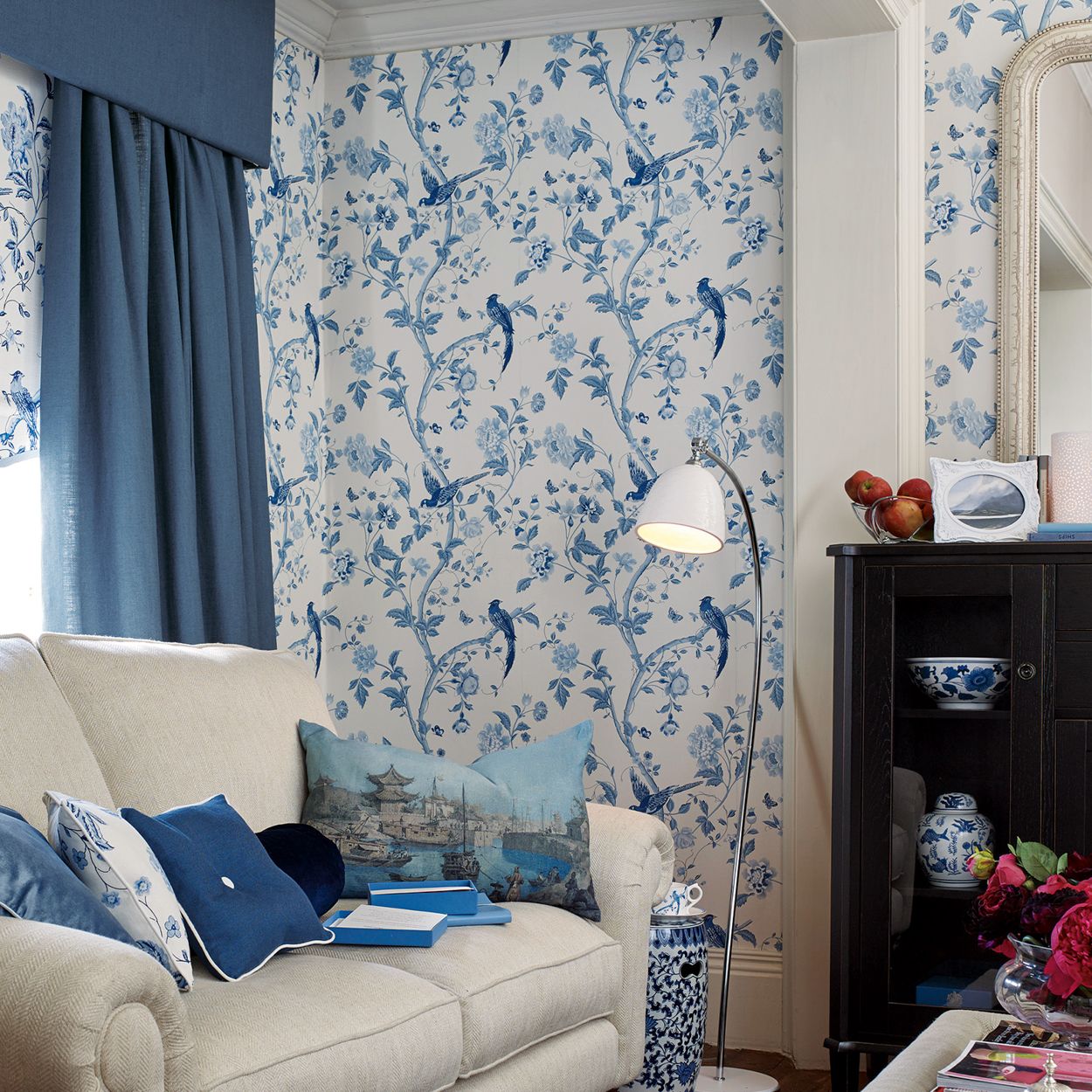 Laura Ashley Summer Palace Royal Blue Wallpaper