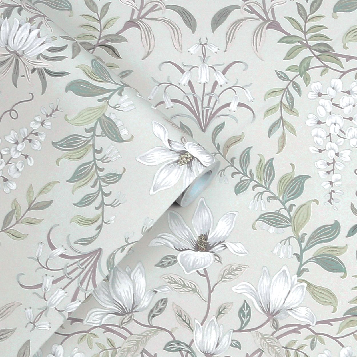 Laura Ashley Parterre Off White & Seaspray Wallpaper
