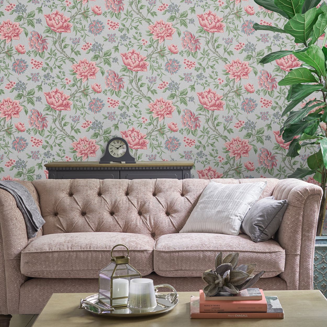 Laura Ashley Tapestry Floral Dark Seaspray Wallpaper