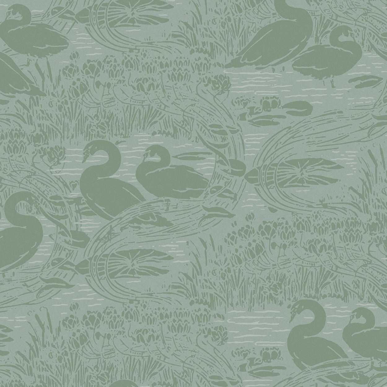 Laura Ashley Swans Jade Green Wallpaper