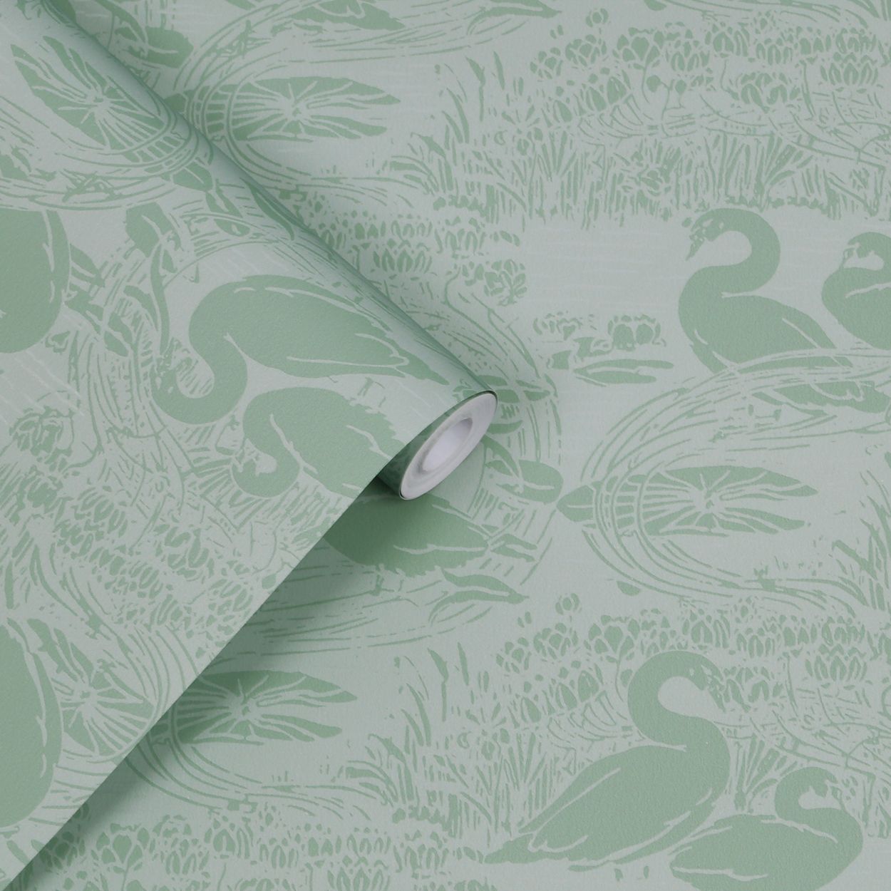 Laura Ashley Swans Jade Green Wallpaper