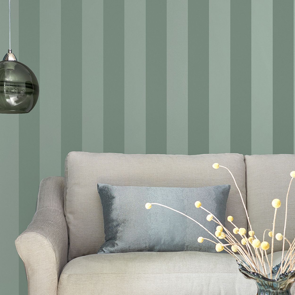 Laura Ashley Pearlescent Stripe Jade Green Wallpaper