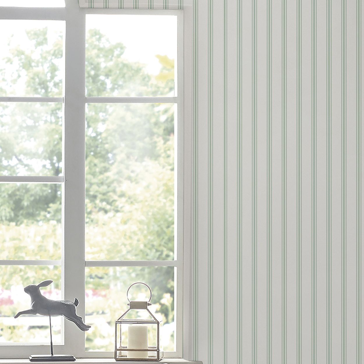Laura Ashley Farnworth Stripe Sage Green Wallpaper