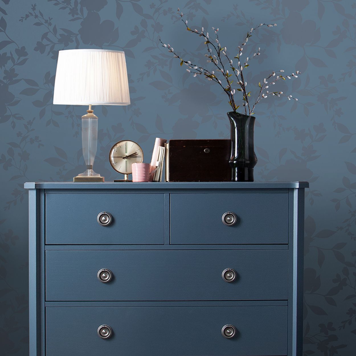 Laura Ashley Westbourne Midnight Blue Wallpaper