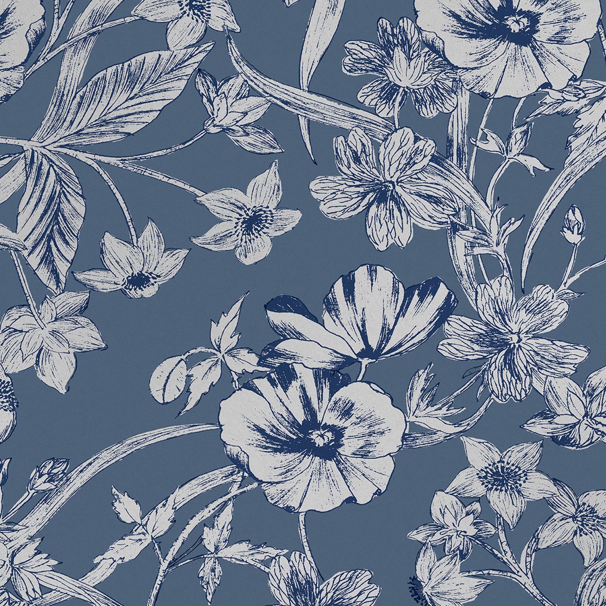 Laura Ashley Summerhill Midnight Blue Wallpaper